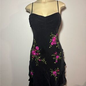 Elegant Black Floral Embroidered Dress